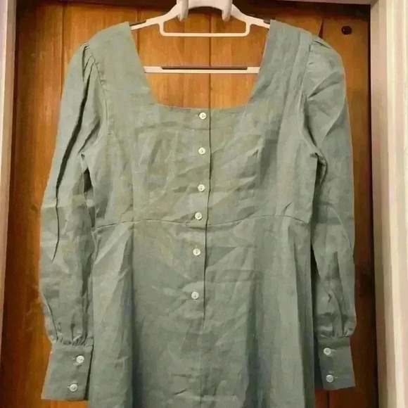 Harshman Women’s Bloom Dress in Olive Green  Linen XS - Picture 6 of 8